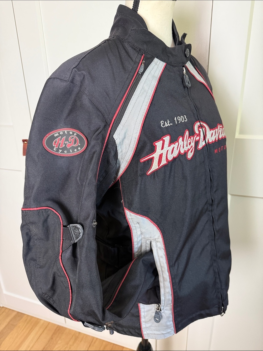 Vintage 2007 Harley Davidson Men Black Riding Jacket double layer medium classic